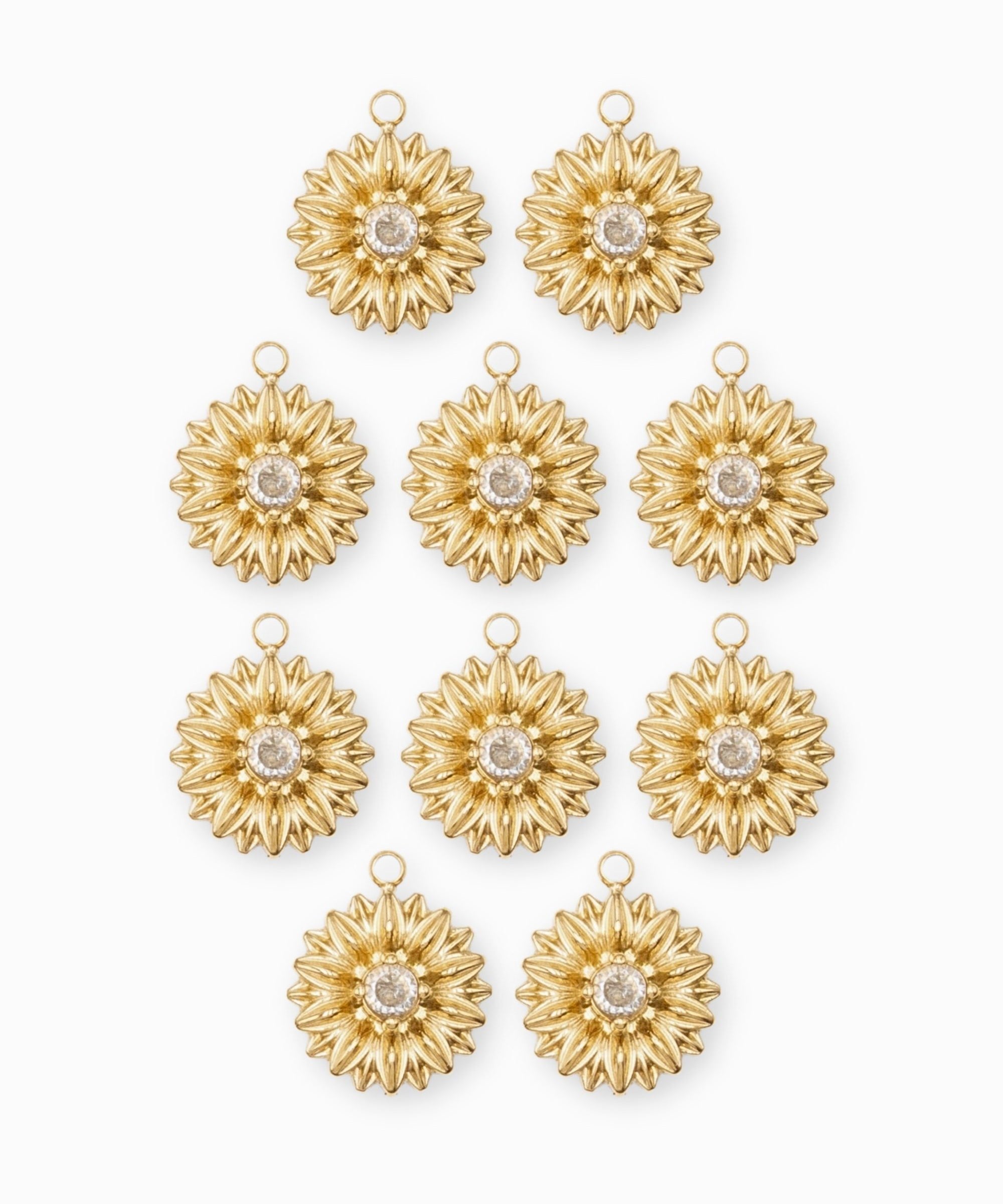 Pendentif rond margueritte strass 13mm