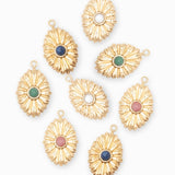 Pedentif oval fleur 16.50x12mm - Lot mélangé
