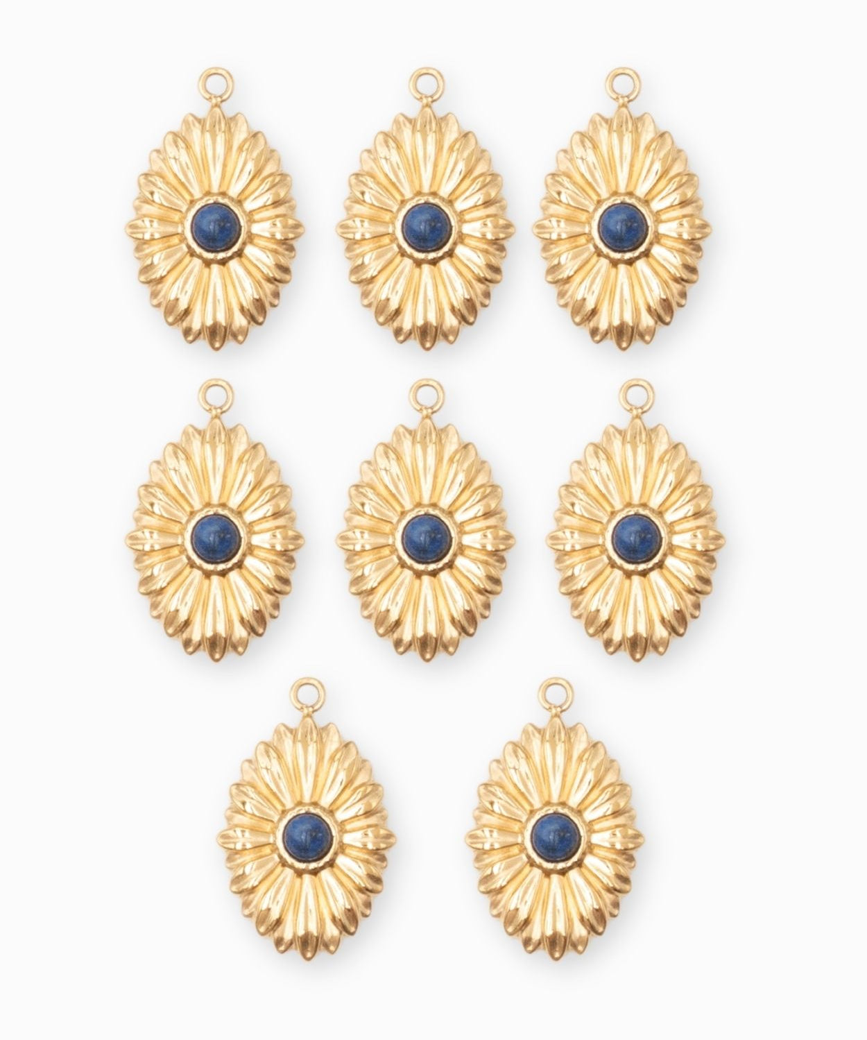 Pendentif oval fleur 16.50x12mm