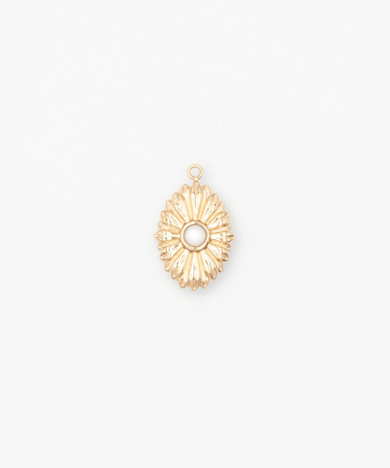 Pendentif oval fleur 16.50x12mm