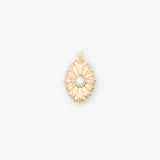 Pendentif oval fleur 16.50x12mm