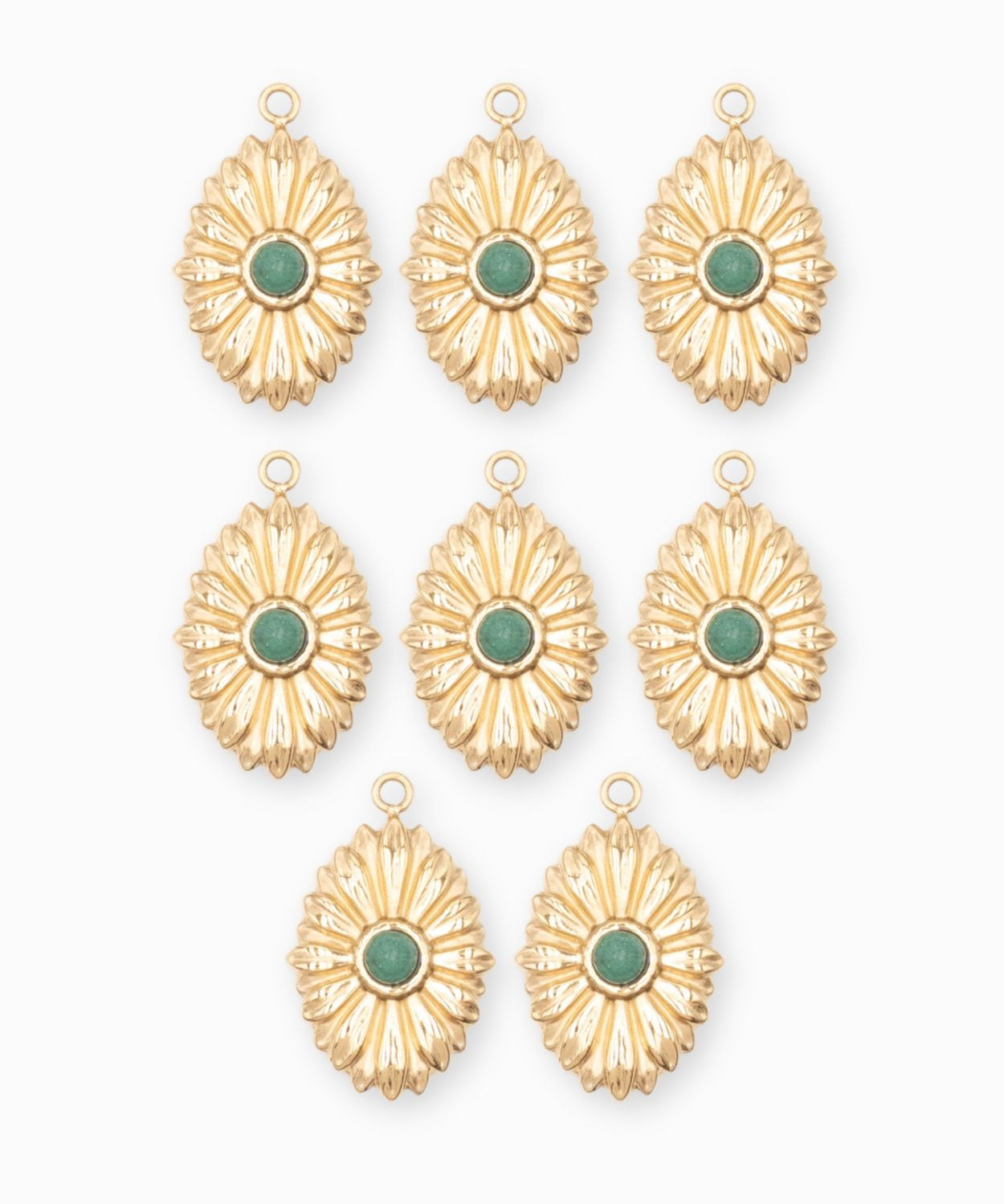 Pendentif oval fleur 16.50x12mm