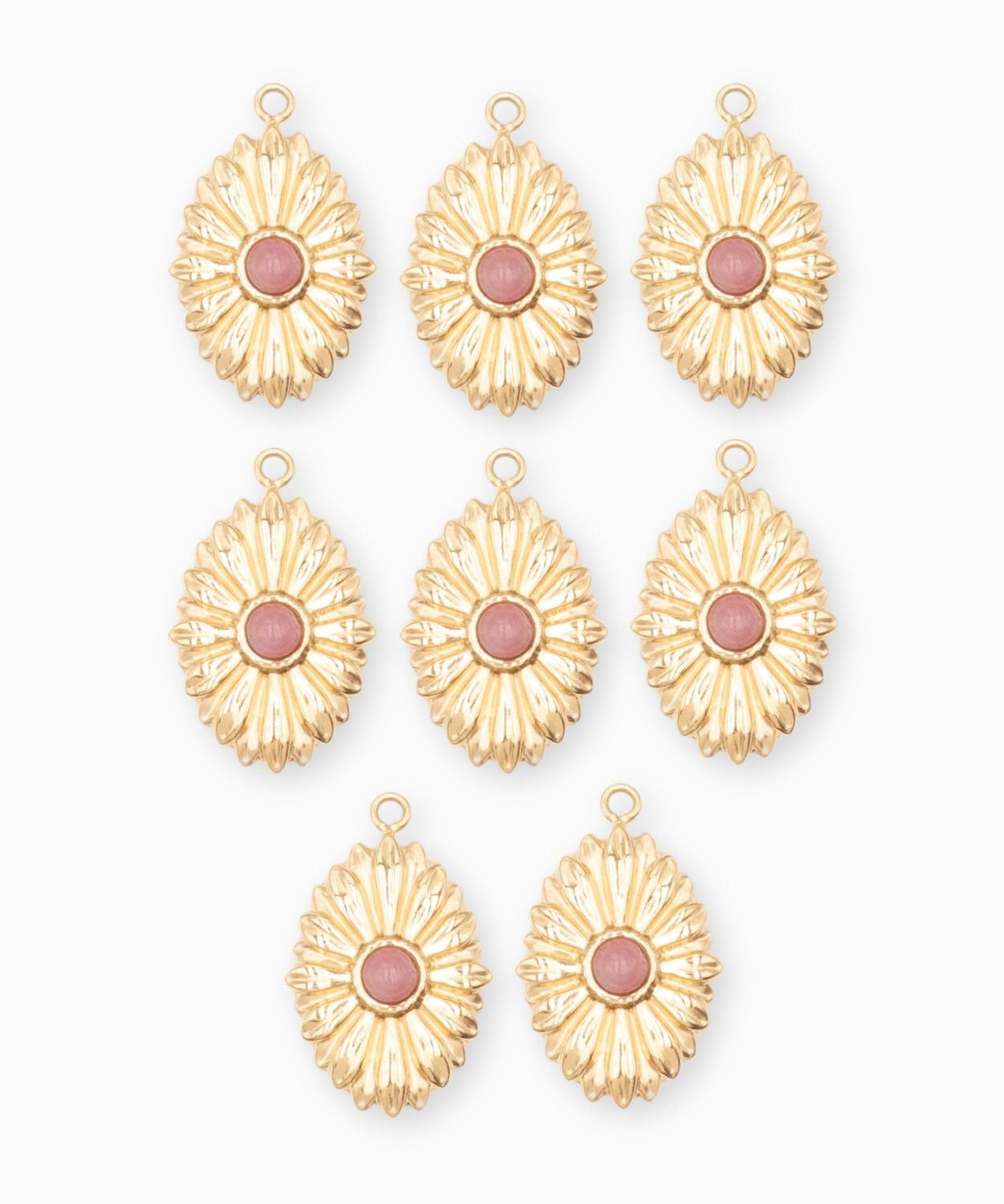 Pendentif oval fleur 16.50x12mm