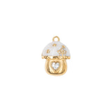 Pendentif champignon maison strass 15x13mm