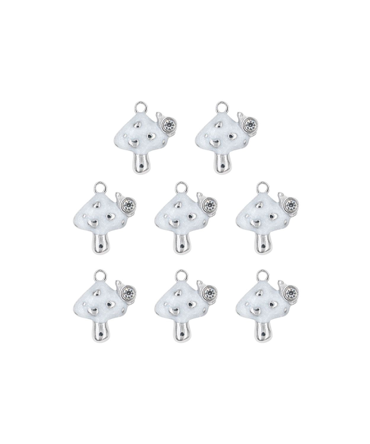 Pendentif champignon strass 12mm - Rhodié