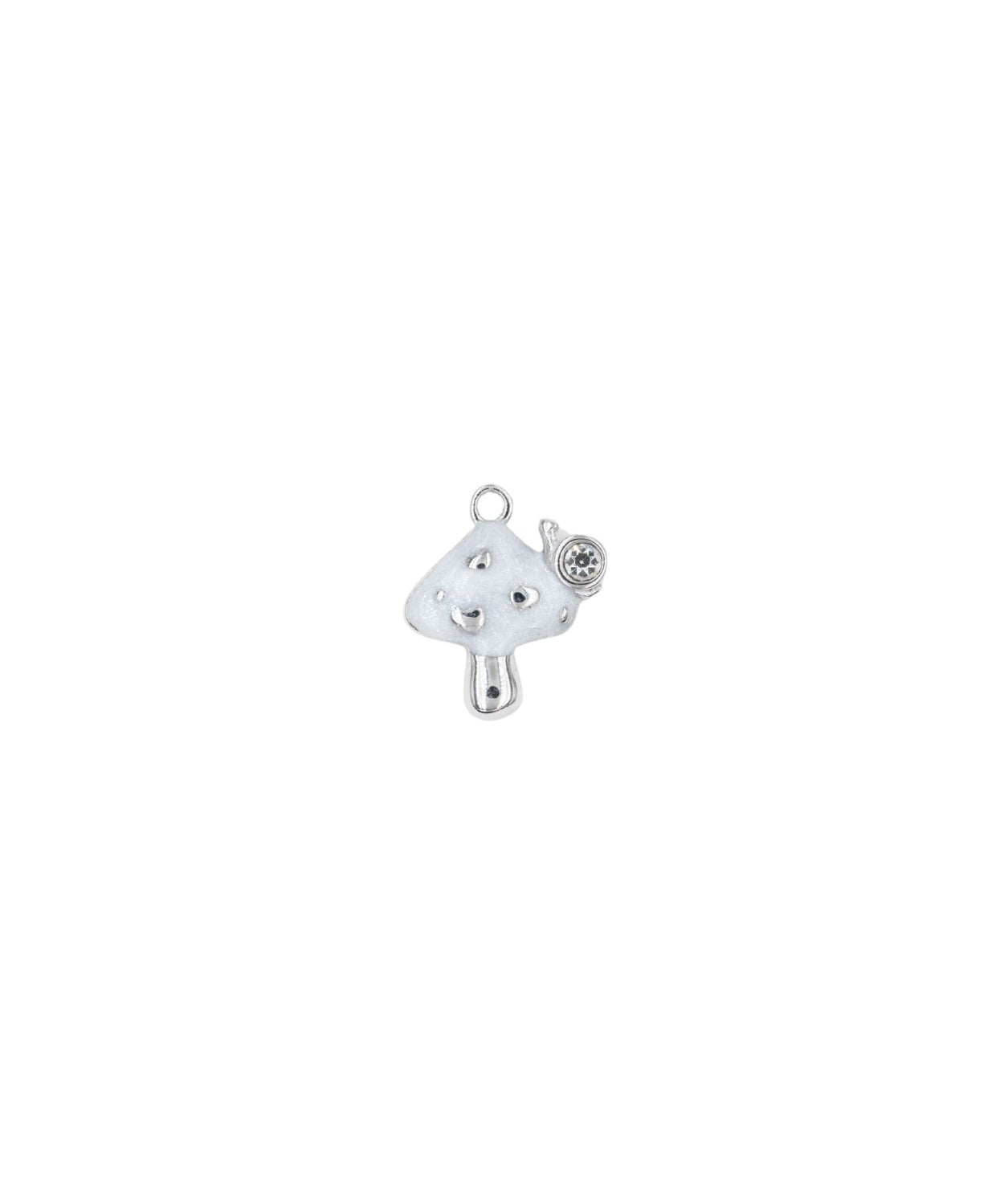 Pendentif champignon strass 12mm - Rhodié