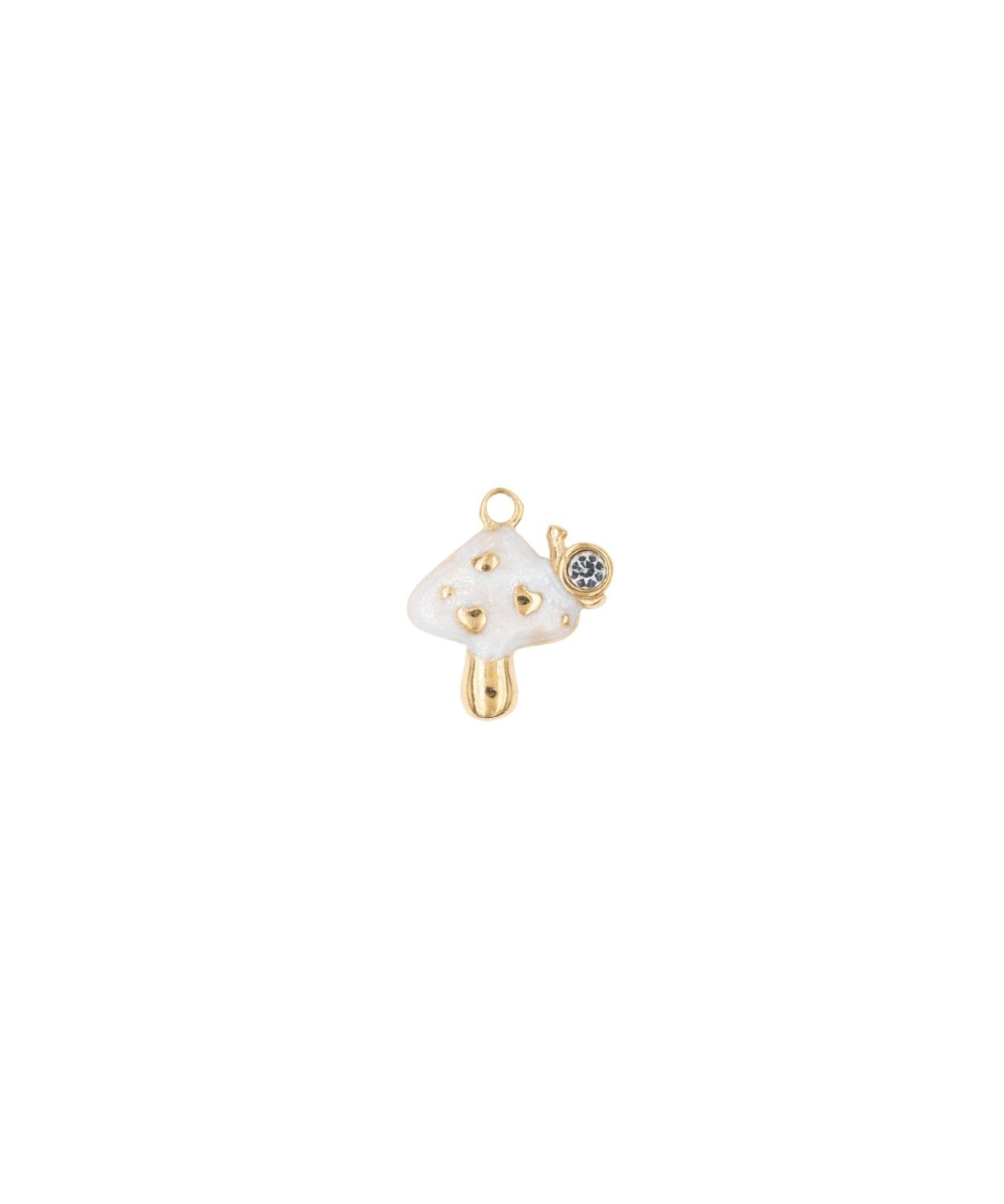 Pendentif champignon strass 12mm - Rhodié