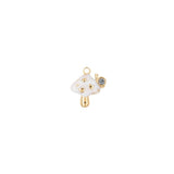 Pendentif champignon strass 12mm - Doré