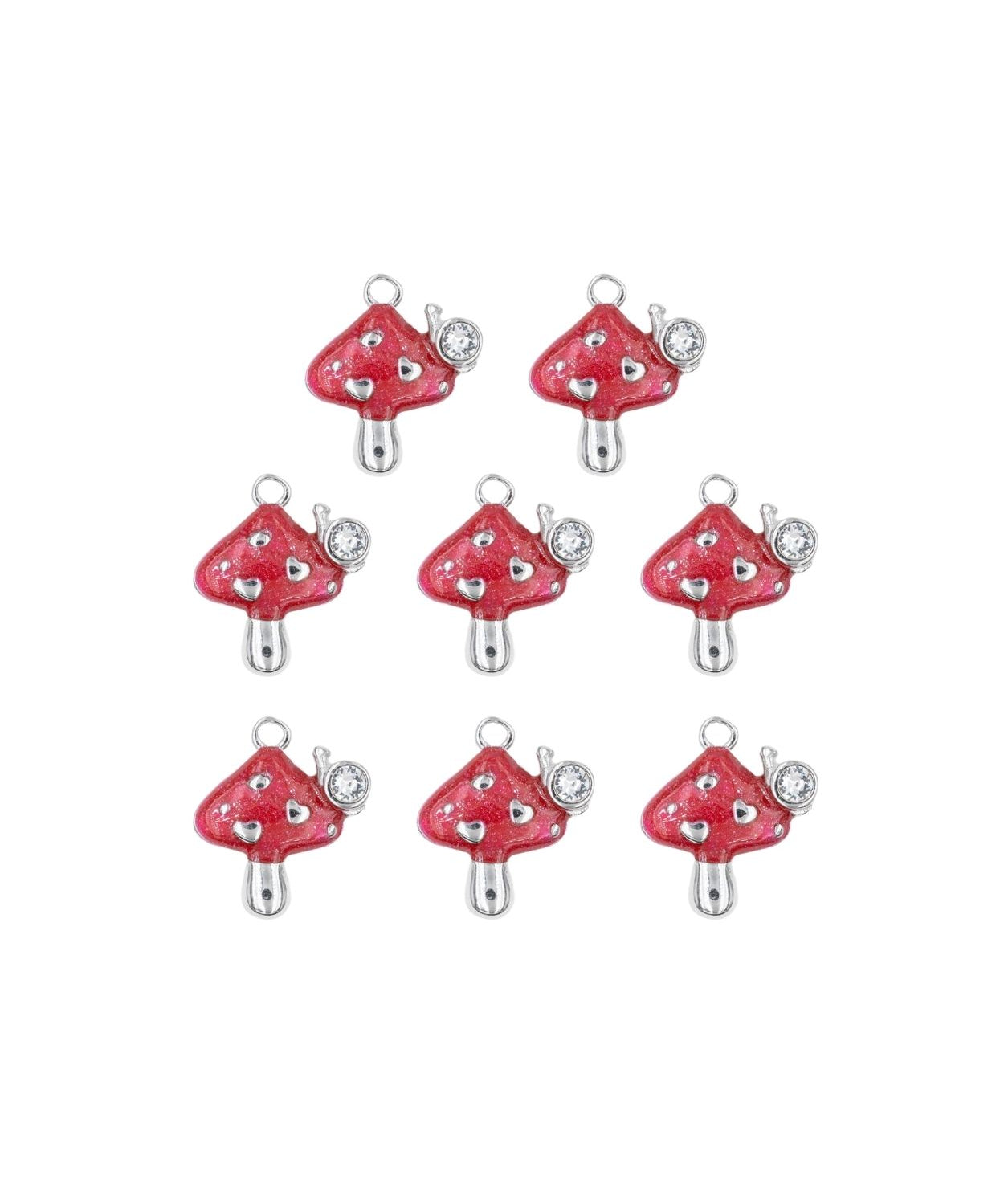 Pendentif champignon strass 12mm - Rhodié