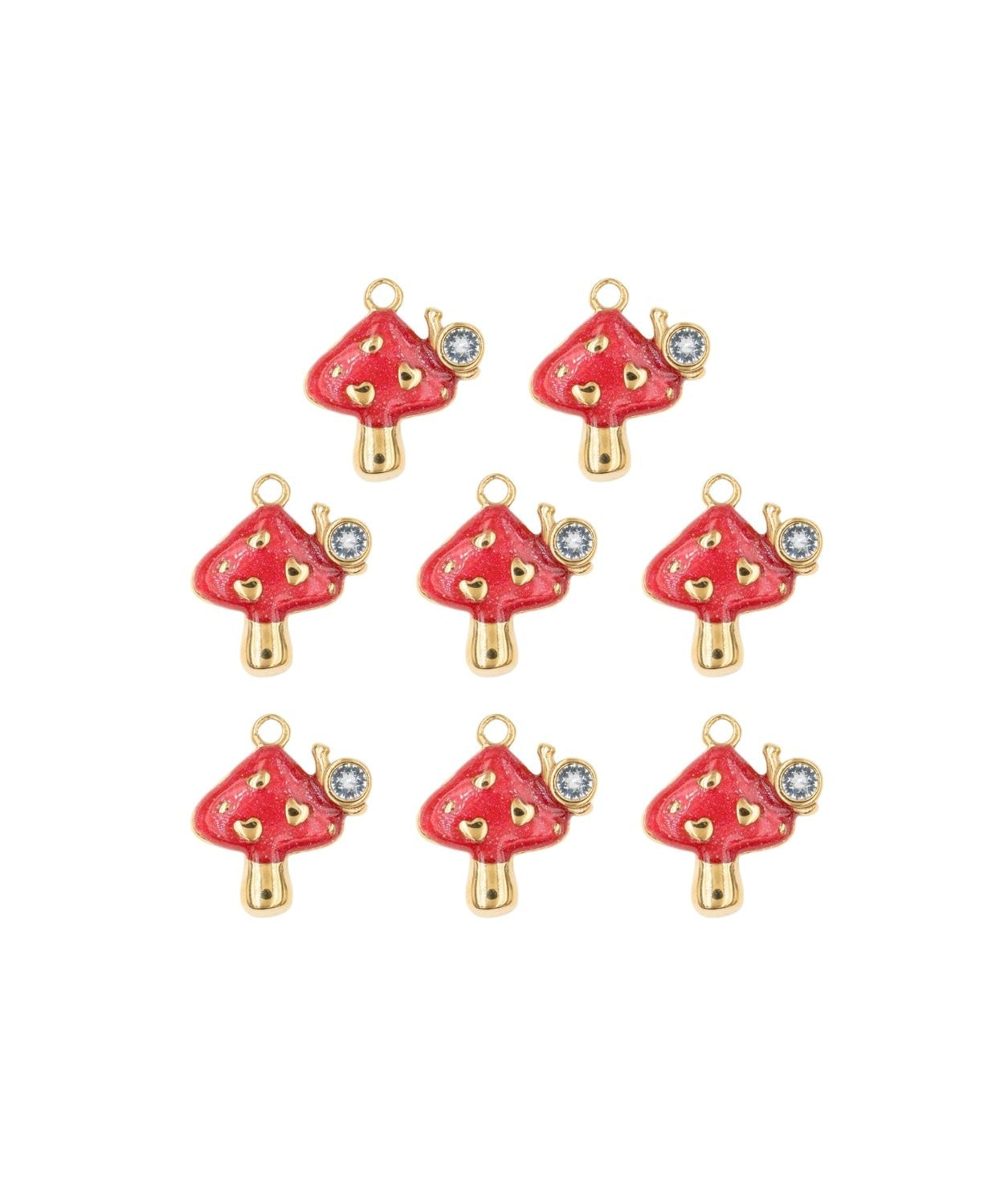 Pendentif champignon strass 12mm - Doré