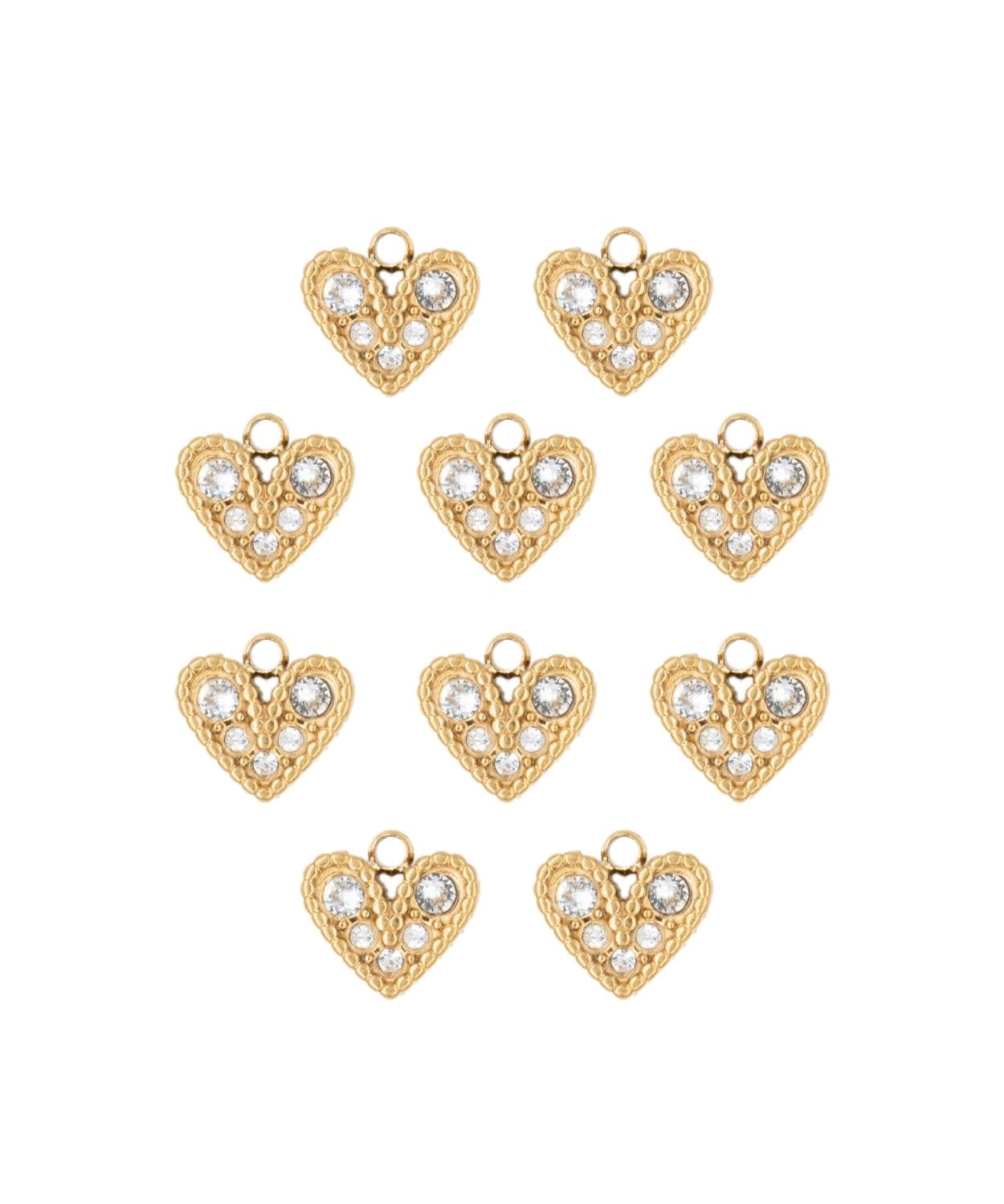 Pendentif coeur strass 7x8mm - Doré