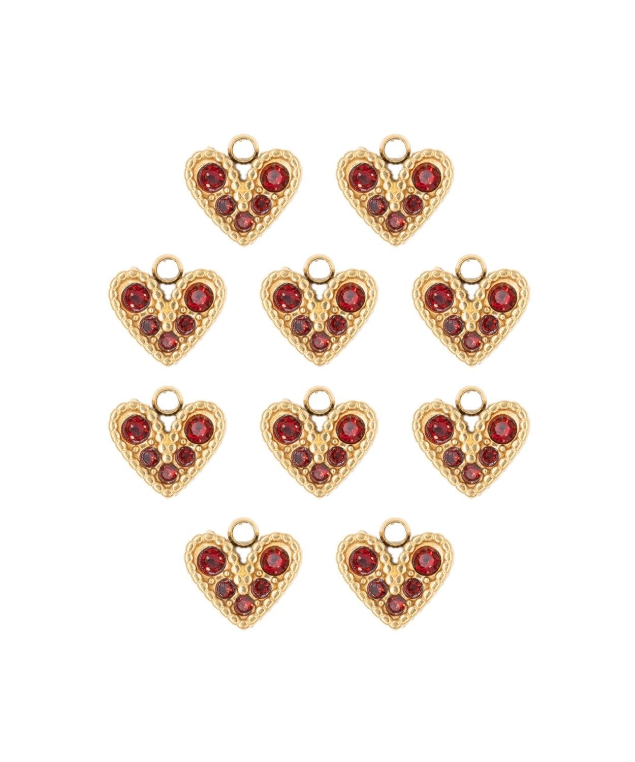 Pendentif coeur strass 7x8mm - Doré