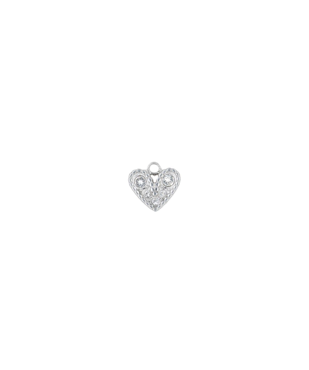 Pendentif coeur strass 7x8mm - Rhodié