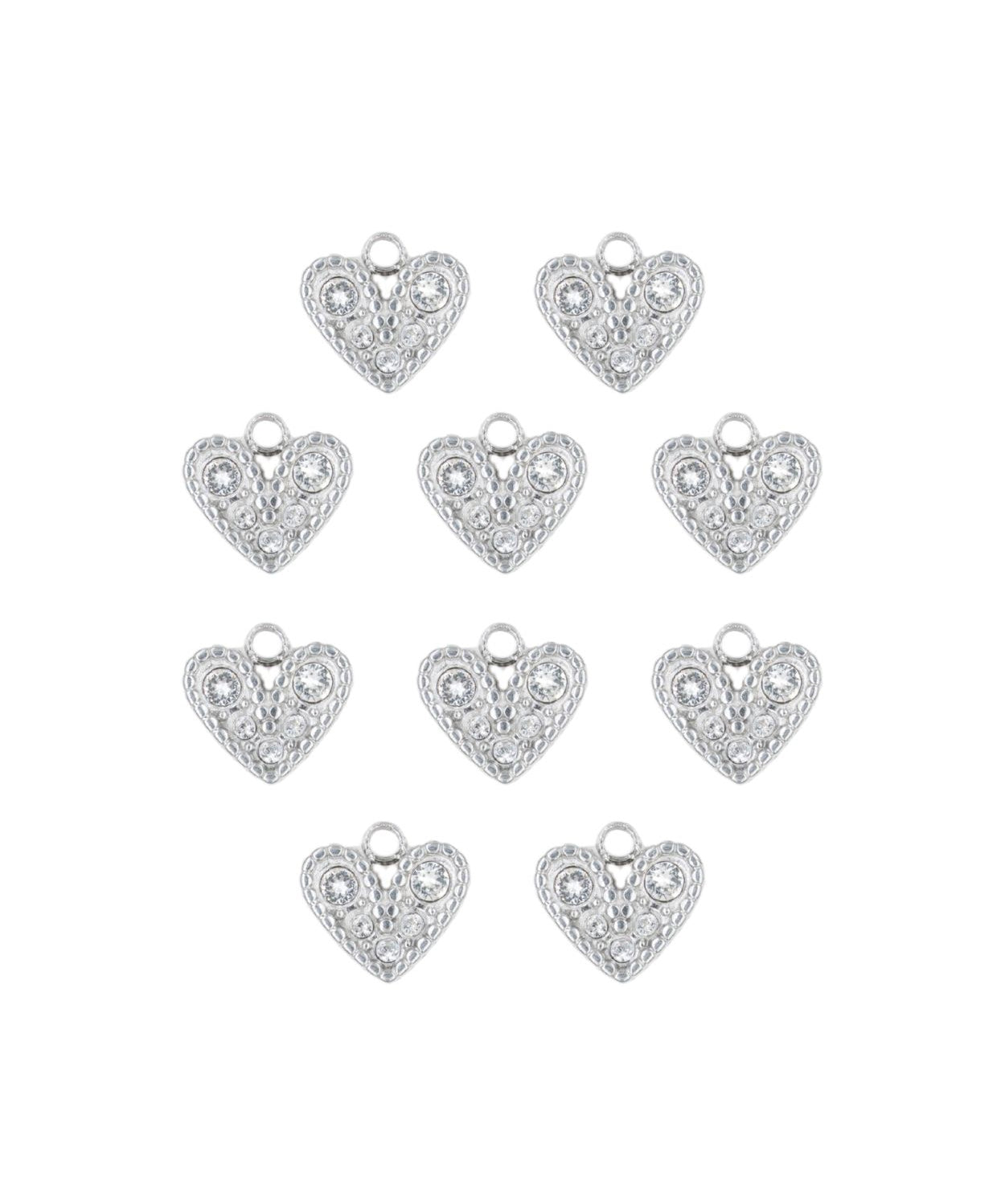 Pendentif coeur strass 7x8mm - Rhodié