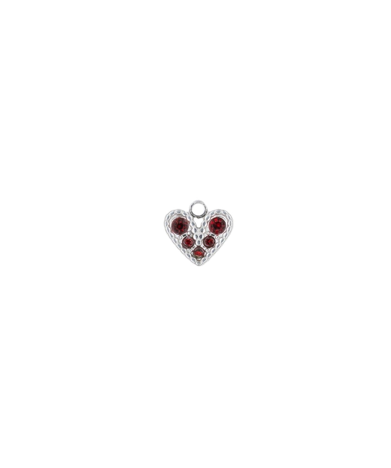 Pendentif coeur strass rouge 7x8mm