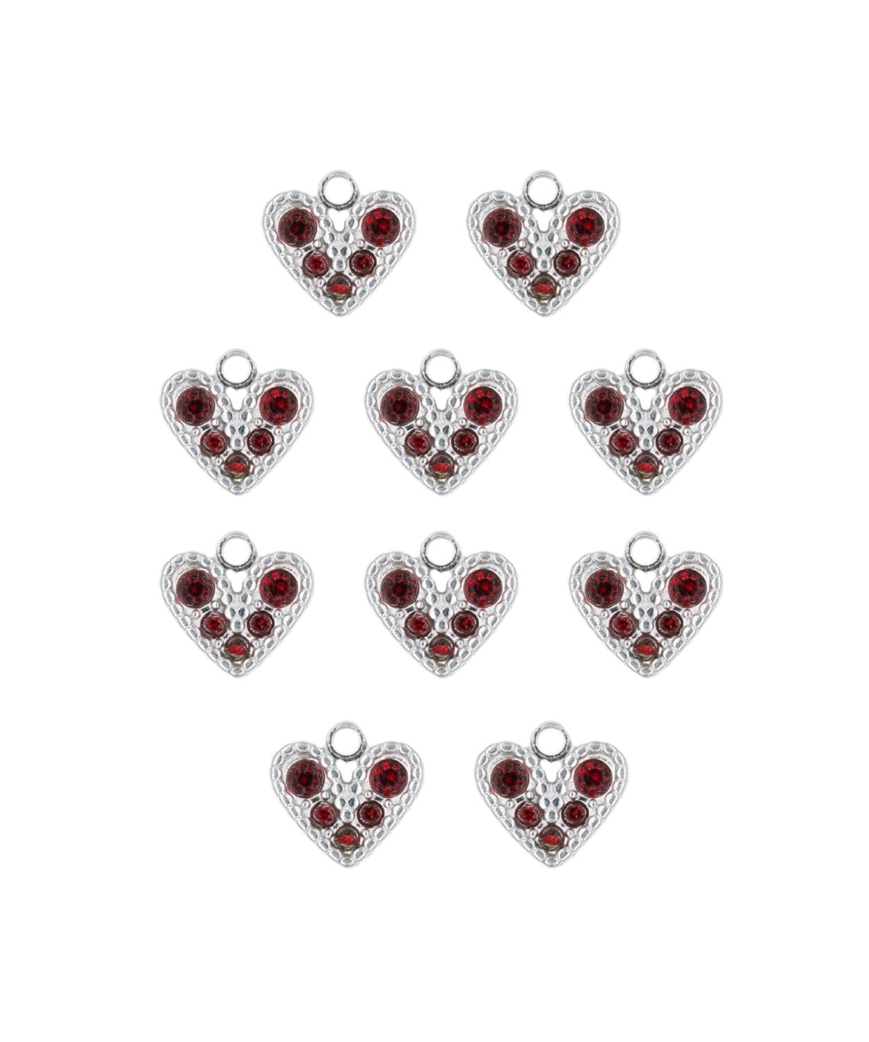 Pendentif coeur strass rouge 7x8mm