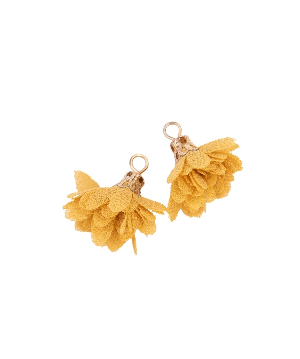 Pompons fleurs en tissu 18mm