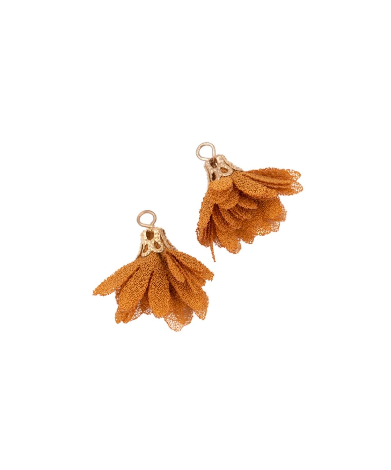 Pompons fleurs en tissu 18mm