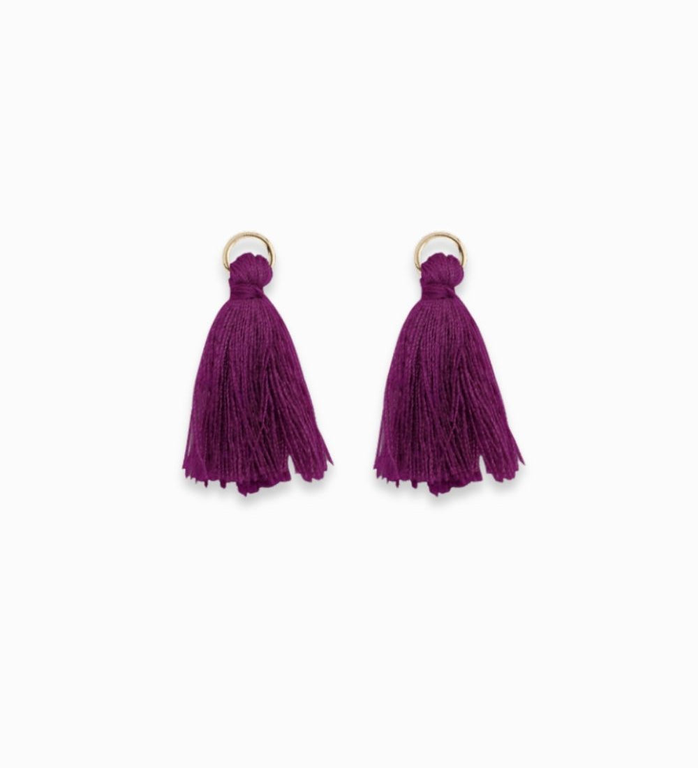 Pompons en coton & doré 25mm - Violet