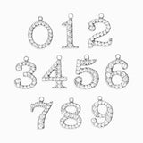 Pendentifs chiffre strass 0-9 10.5mm - Rhodié