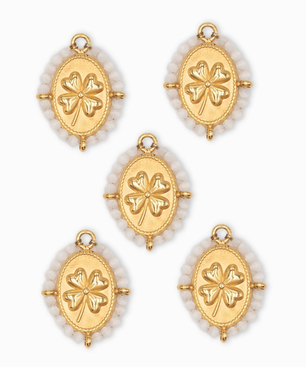 Pendentif trèfle et perles 15x20mm