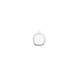 Pendentif carré en pierres fines sertie rhodié - 8mm