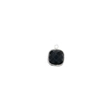 Pendentif carré en pierres fines sertie rhodié - 8mm