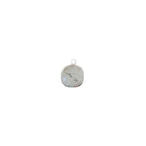 Pendentif carré en pierres fines sertie rhodié - 8mm