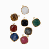 Pendentif carré en pierres fines serti 8mm - Lots mélangés