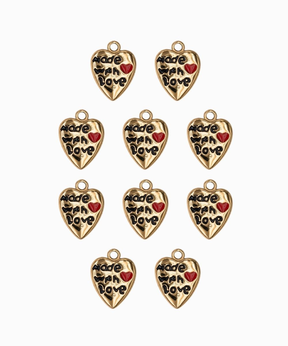 Pendentif coeur Made with love 13x12mm