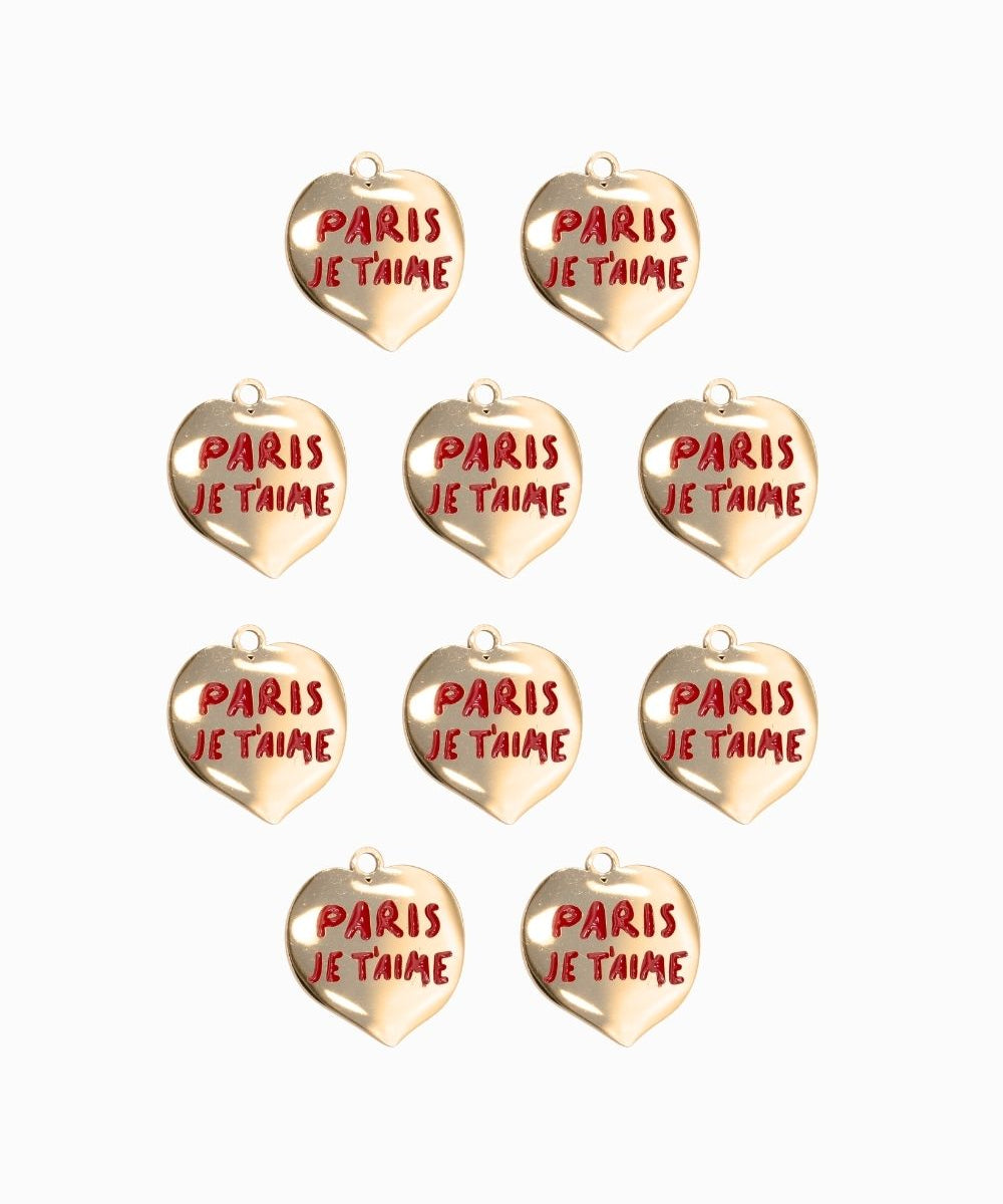 Pendentif coeur Paris je t'aime 16x16mm