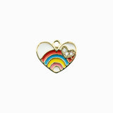 Pendentif coeur arc-en-ciel strass/émail 13x16mm