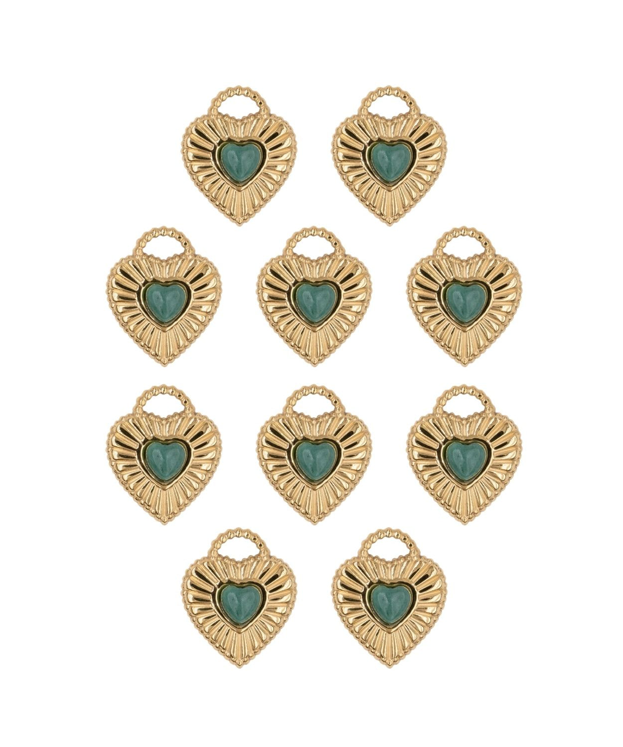 Pendentif médaille coeur en pierres fines 13.4x16mm