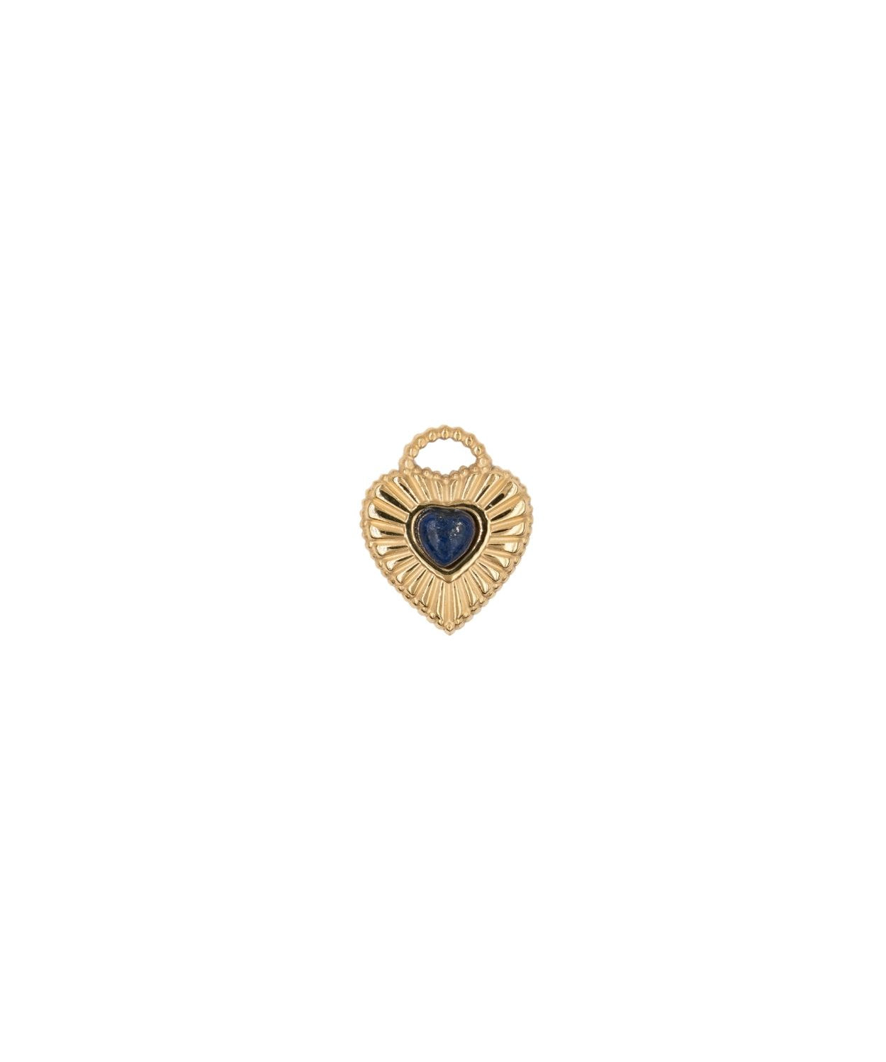 Pendentif médaille coeur en pierres fines 13.4x16mm