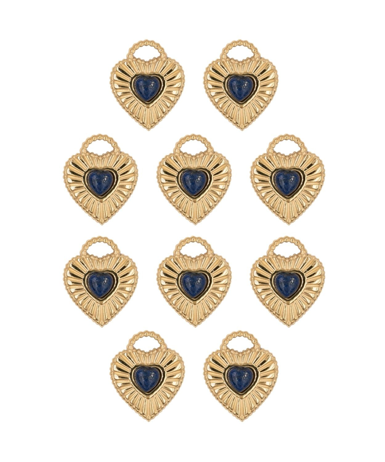 Pendentif médaille coeur en pierres fines 13.4x16mm