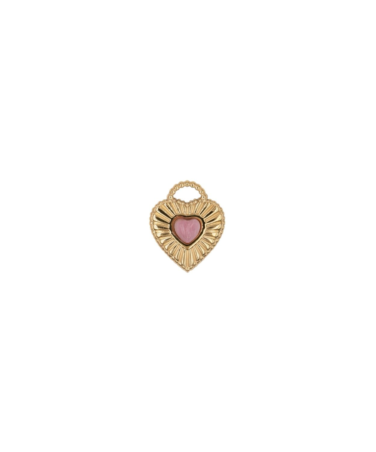 Pendentif médaille coeur en pierres fines 13.4x16mm