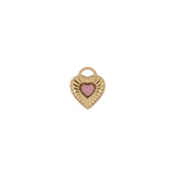 Pendentif médaille coeur en pierres fines 13.4x16mm