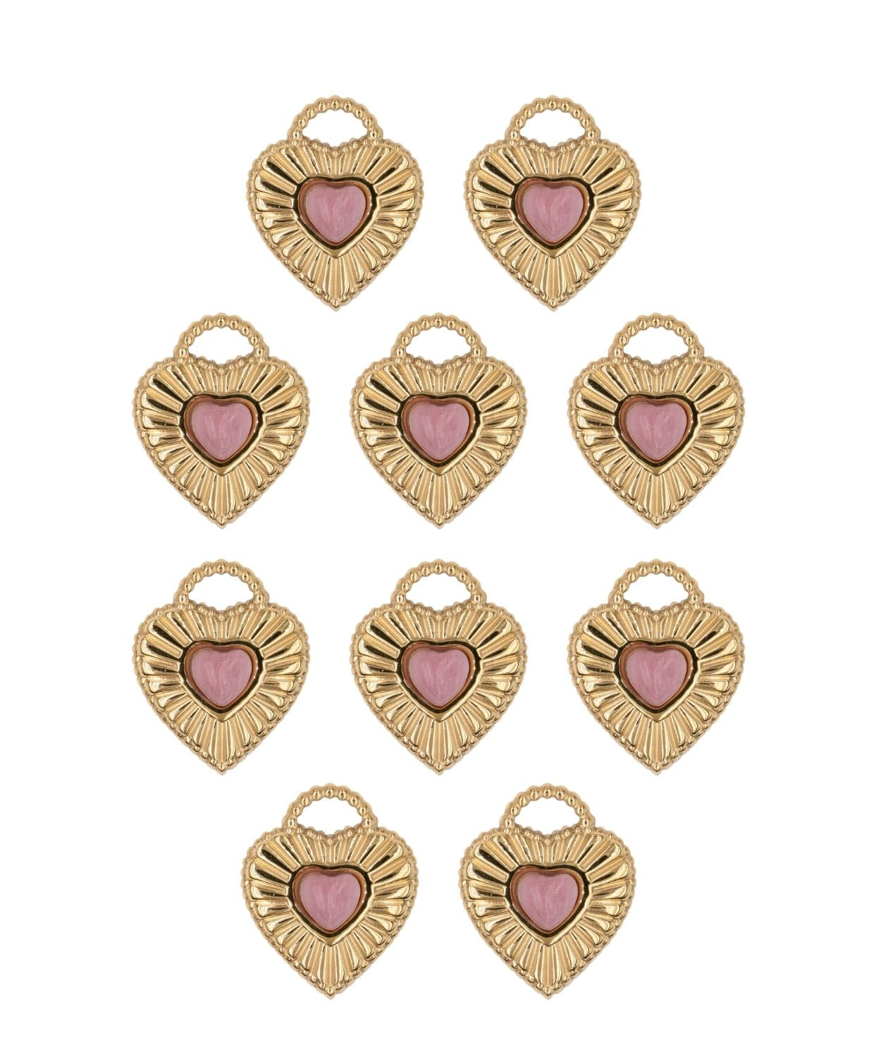 Pendentif médaille coeur en pierres fines 13.4x16mm