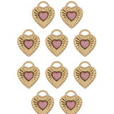 Pendentif médaille coeur en pierres fines 13.4x16mm