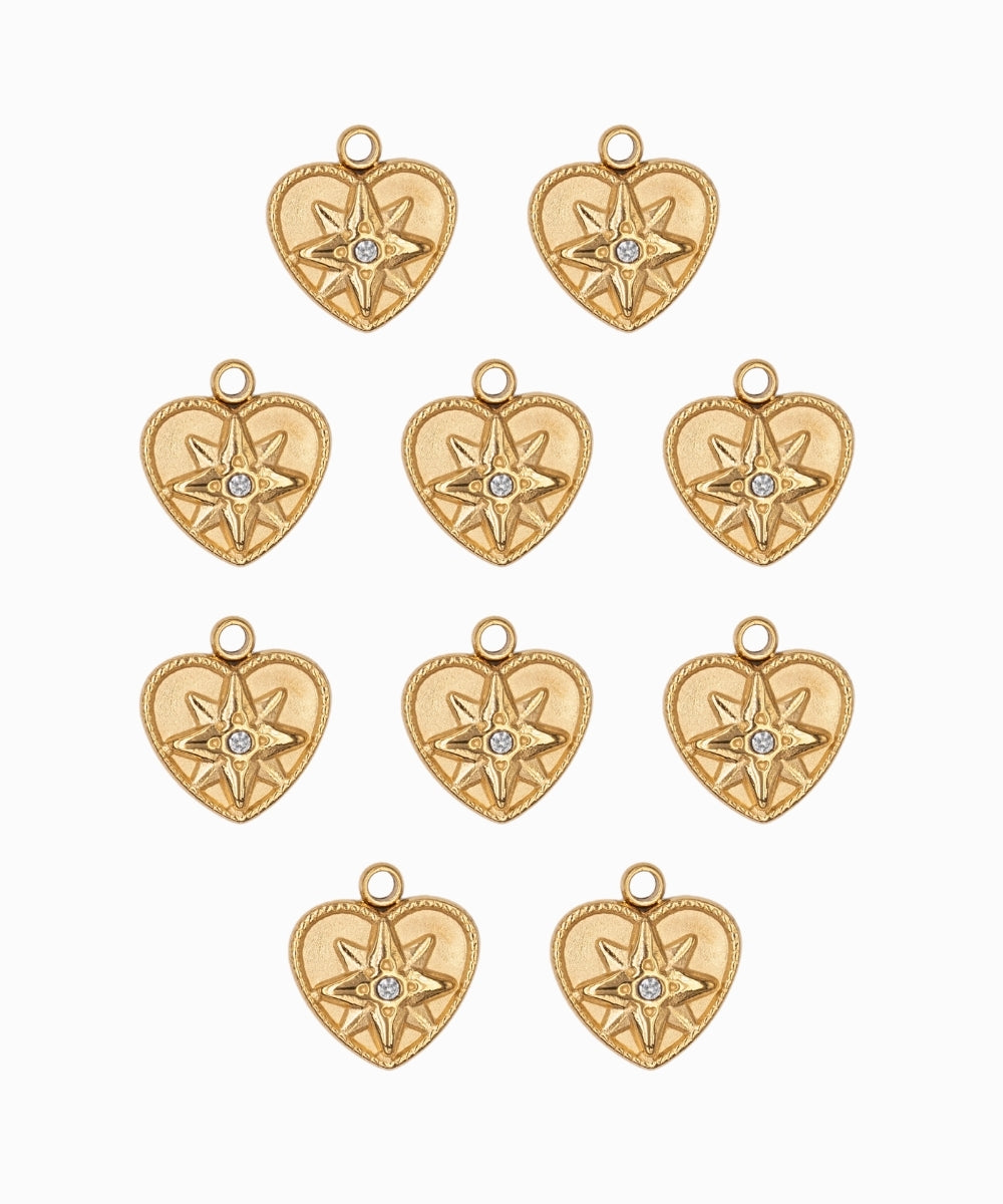 Pendentif coeur étoile hexagramme 9x10mm