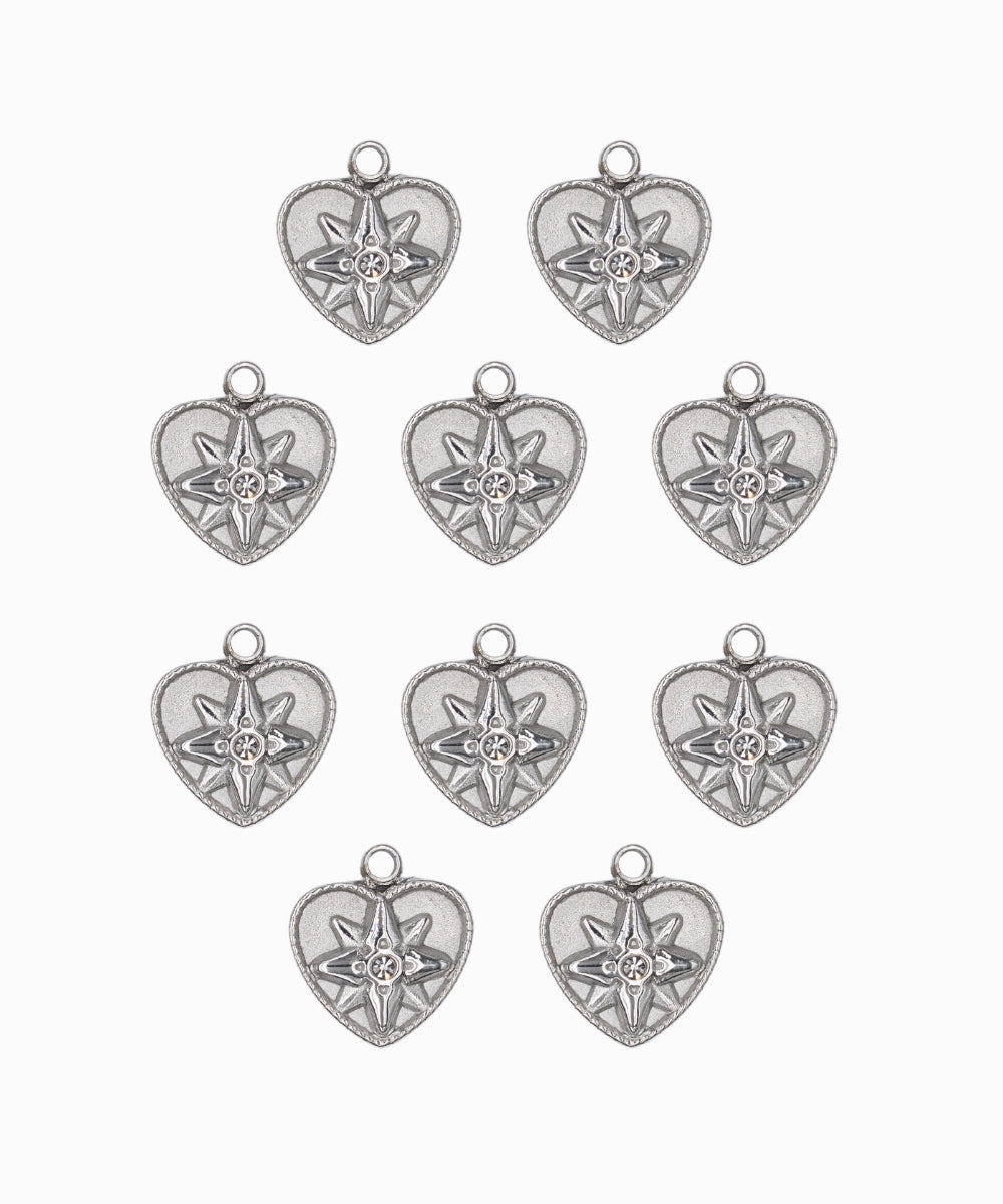 Pendentif coeur étoile hexagramme 9x10mm