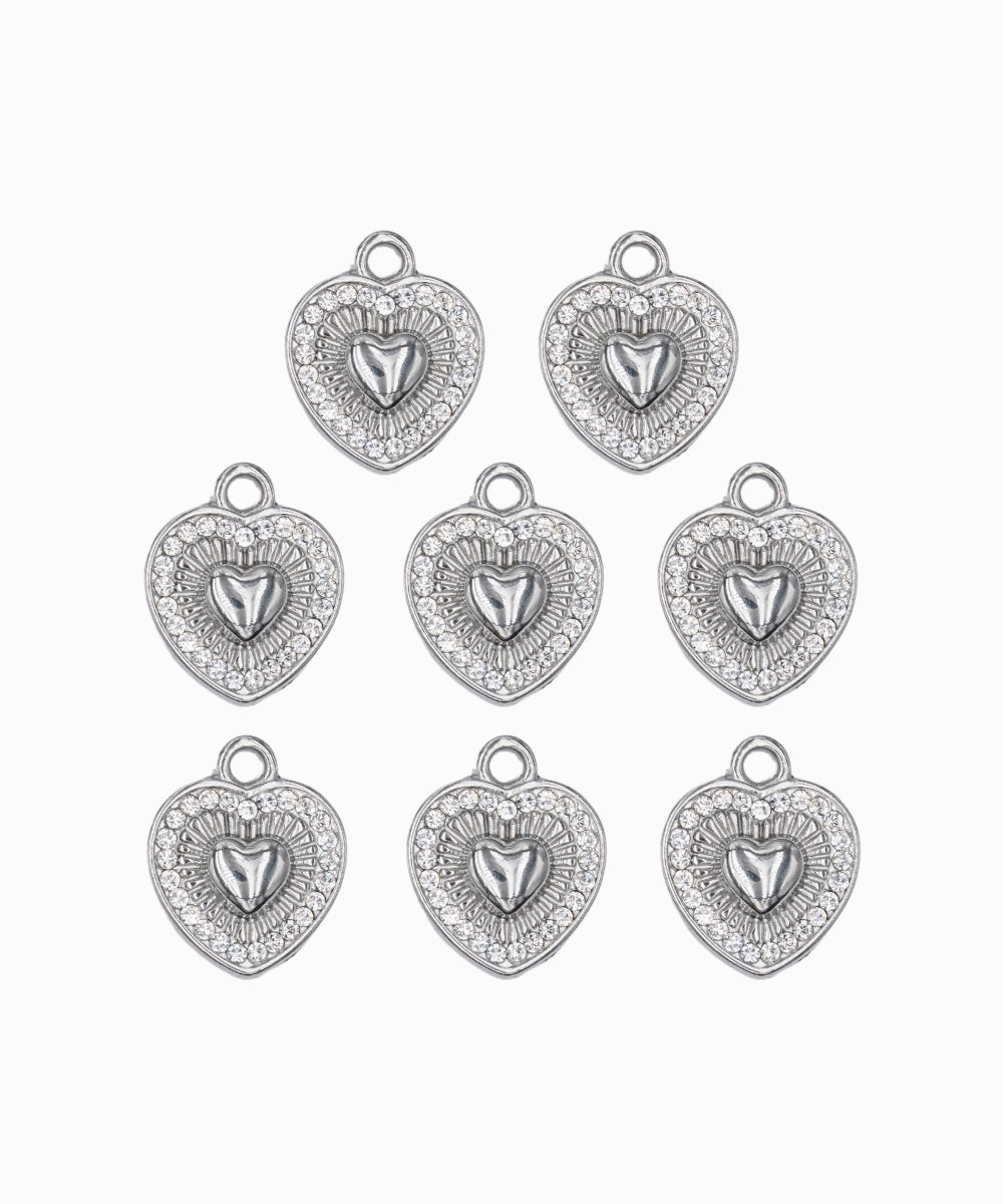 Pendentif coeur strass 11mm