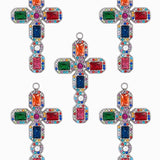 Pendentif croix multi-couleur 45x27mm