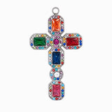Pendentif croix multi-couleur 45x27mm
