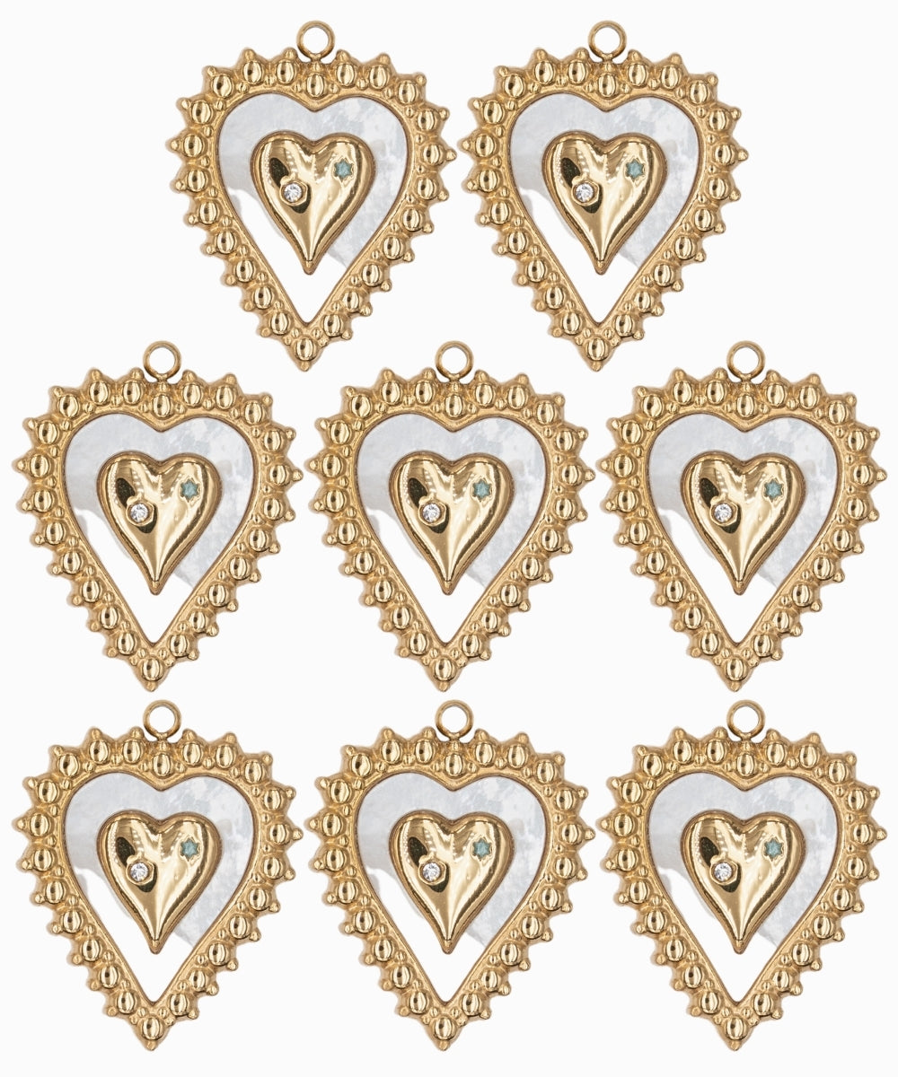 Pendentif double coeur nacre 20x18mm