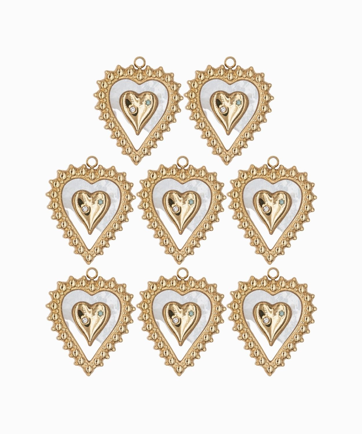 Pendentif double coeur nacre 20x18mm