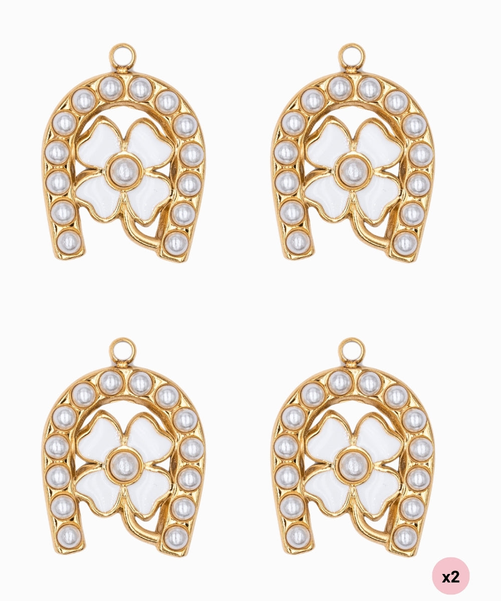 Pendentif fer à cheval et trèfle 20x17.50mm