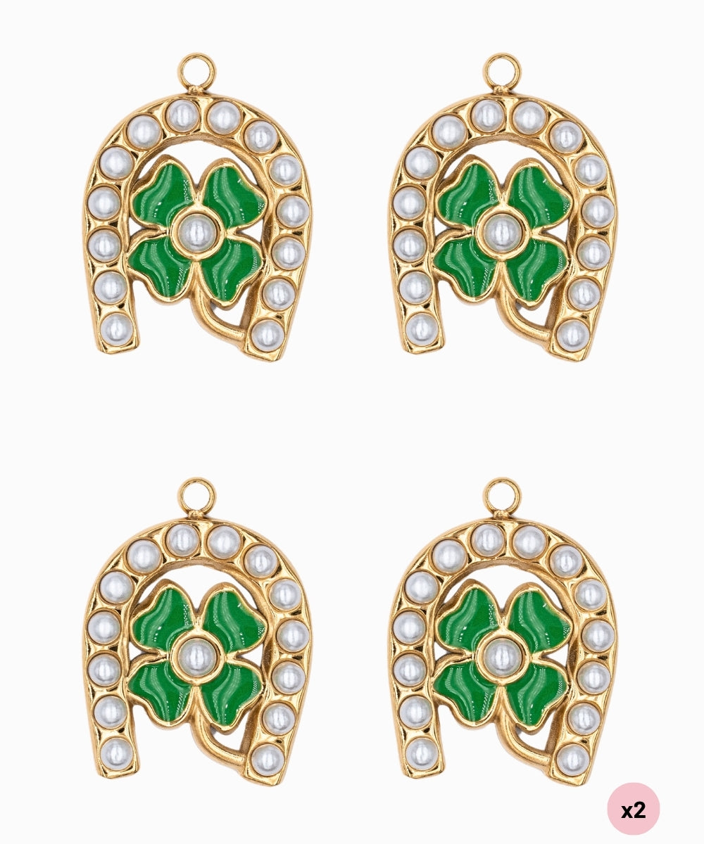 Pendentif fer à cheval et trèfle 20x17.50mm