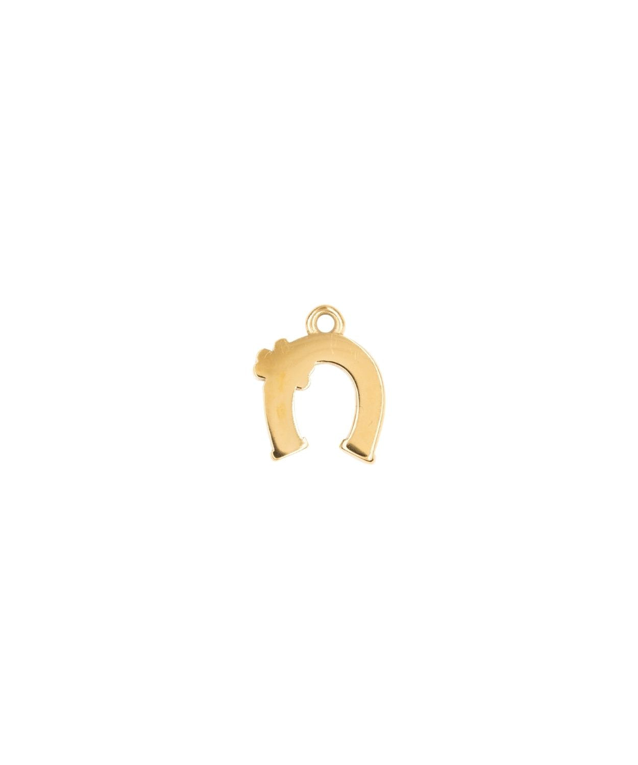 Pendentif fer à cheval strass mini trèfle 12mm