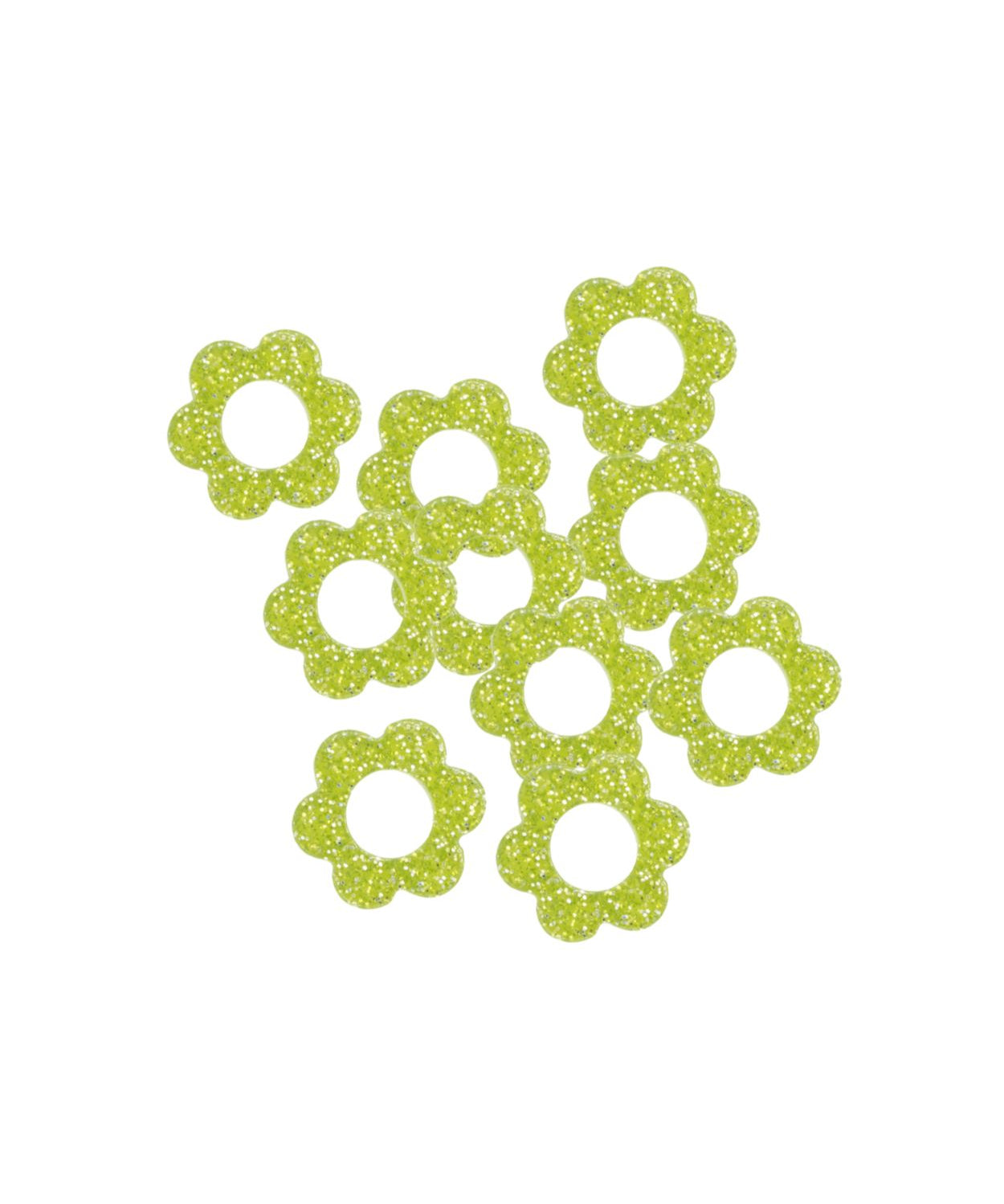 Pendentif fleur en acrylique pailleté 14mm